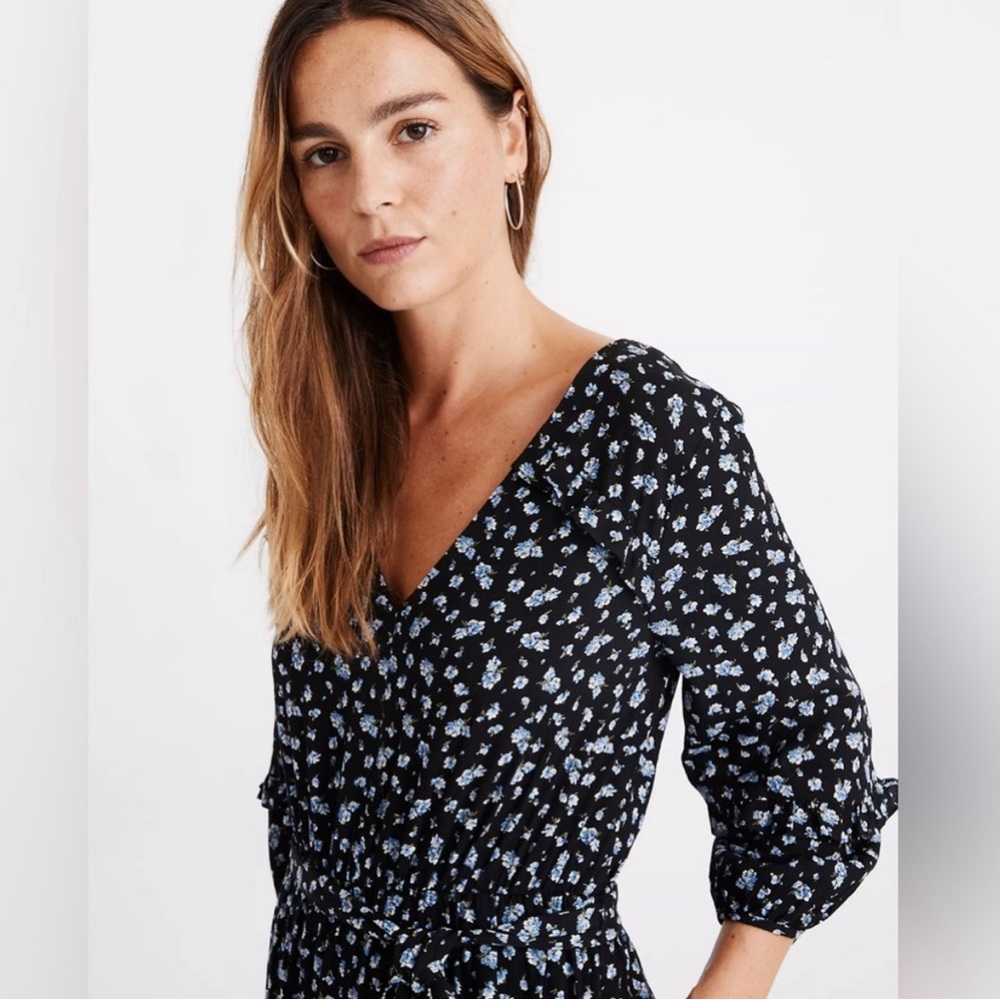 Madewell Ruffle Sleeve Tie-Waist Jumpsuit in Baby’s Breath